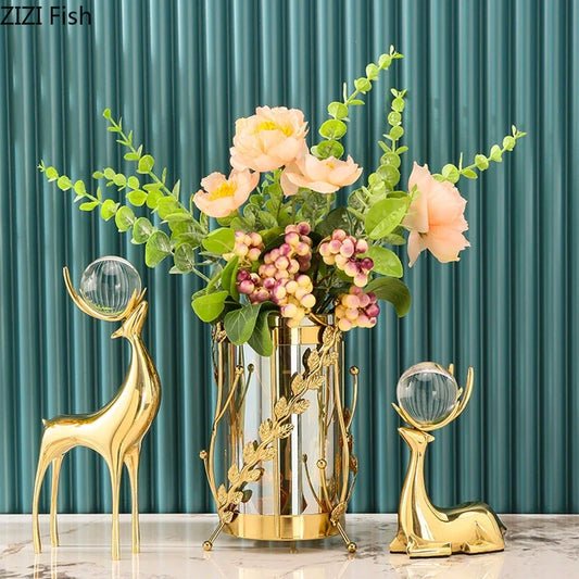Decorbites™ Golden Deer Crystal Ball Antler Sculpture - Raumdekoration