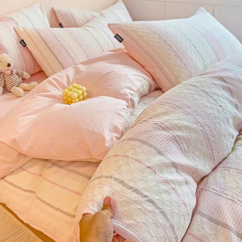 DecorBites™ Jacquard Cotton Bedding Set for Queen King Size - Skin Friendly Comforter Cover
