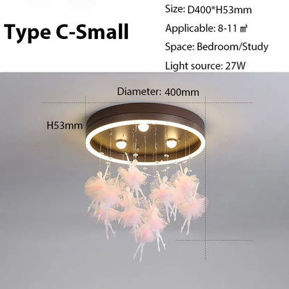 DecorBites™ Dancing Girl LED Chandelier: Modern Kids Room Light, Cartoon Ceiling Lamp