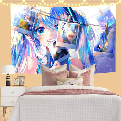 Decorbites™ Kawaii-Anime-Mädchen-Wandgobelin für süße Schlafzimmerdekoration