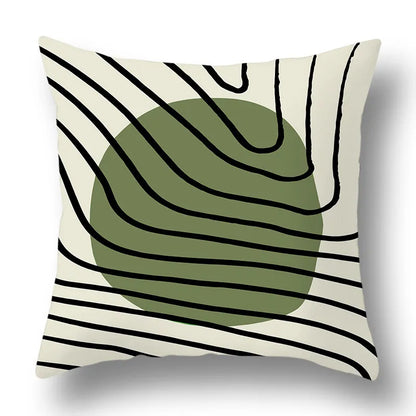 DecorBites™ Green Plants Geometric Print Pillow Cover - Home Sofa Cushion Cover