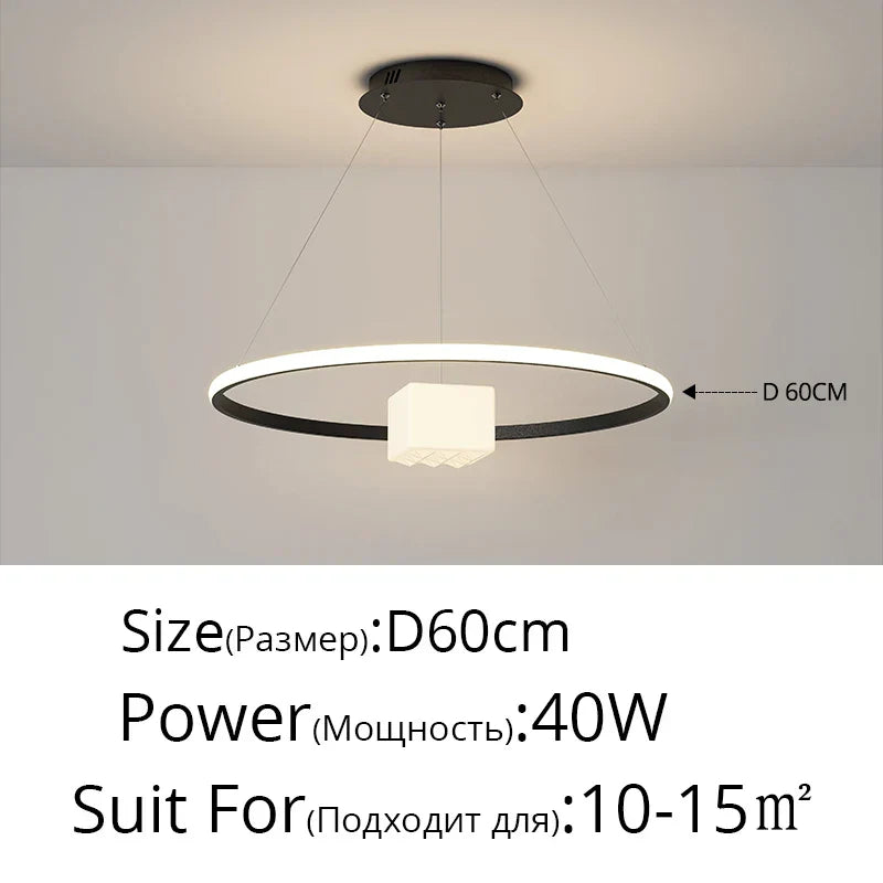 DecorBites™ LED Chandelier: Modern Living Room Kitchen Hanging Light, White Indoor Lighting Fixture