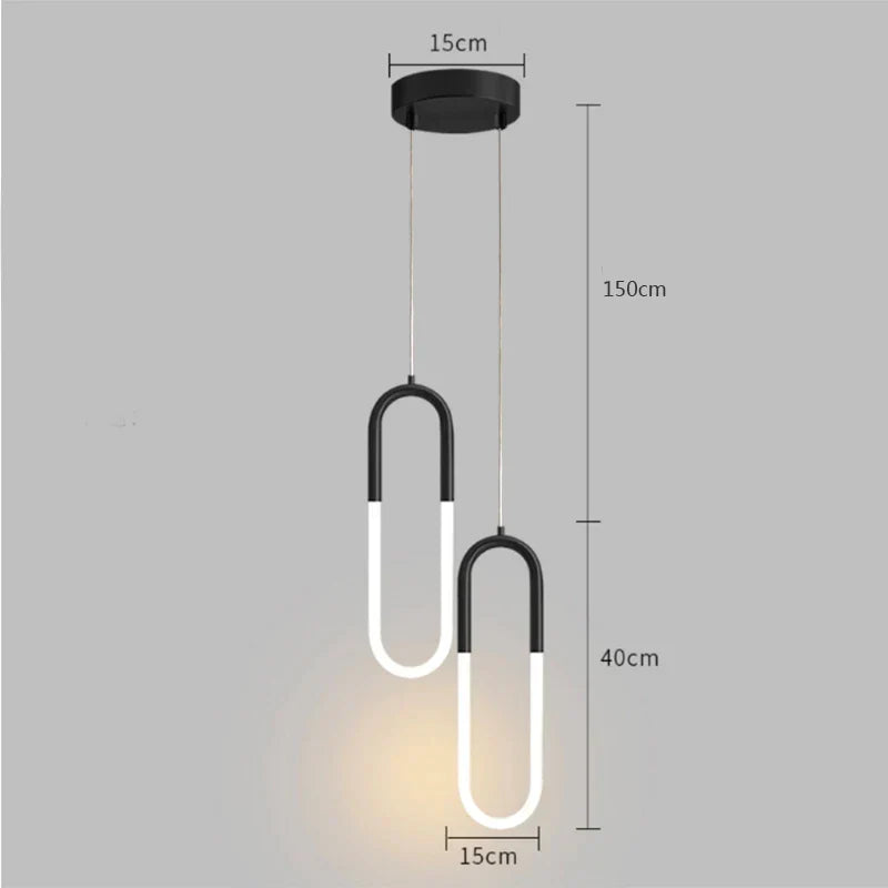 Gold Black Pendant Light 2-Head For Dining
