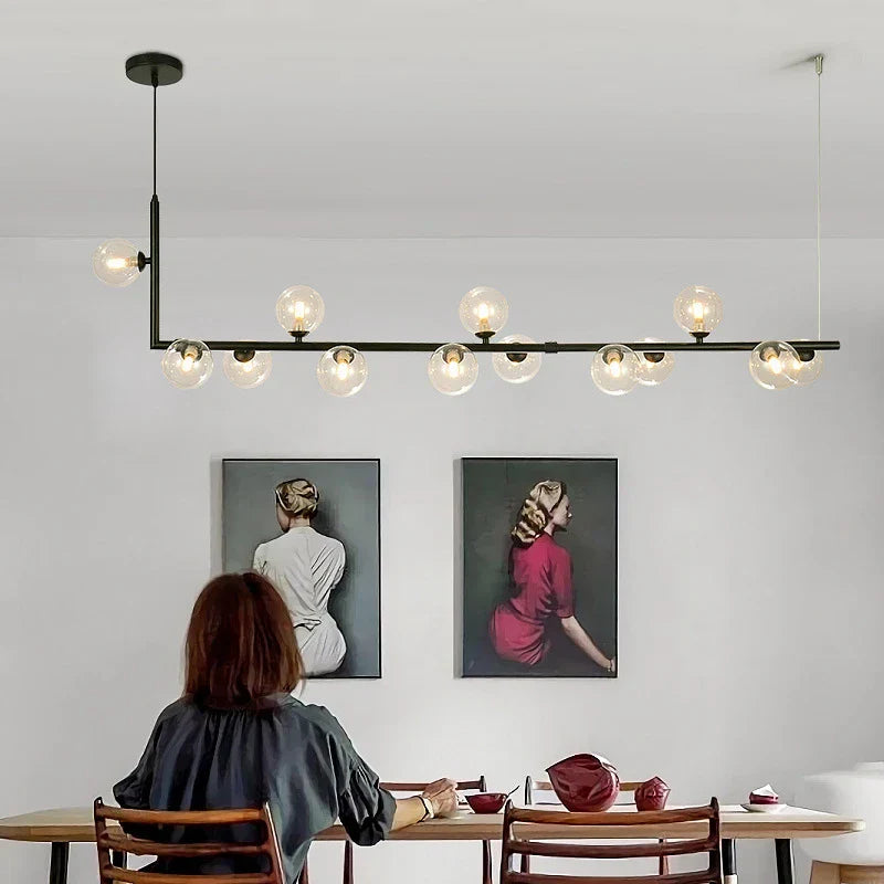 Decorbites™ Glasball-LED-Kronleuchter: Moderne lange Pendelleuchte für Wohnzimmer und Geschäft
