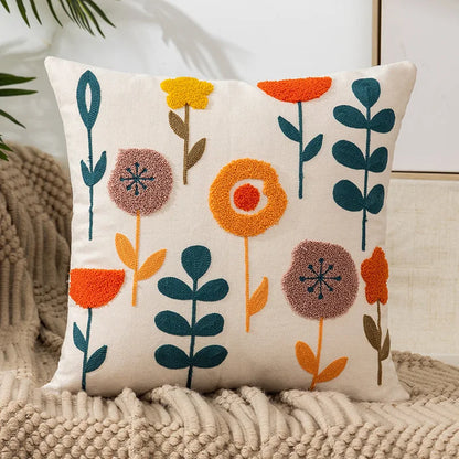 Decorbites™ Daisy Gelb Blumen Geometrisches Kissenbezug - Weiches Gemütliches Stickerei für das Wohnzimmer