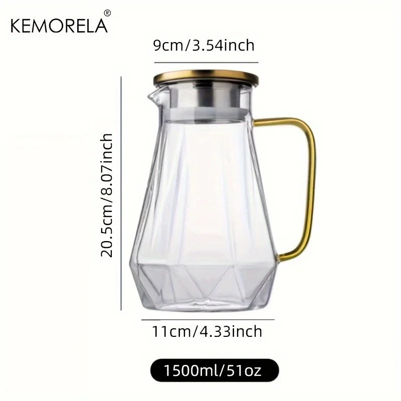 Decorbites™ Diamant-Textur-Glas-Teeservice - Elegantes Kännchen für heißes und kaltes Wasser für zu Hause