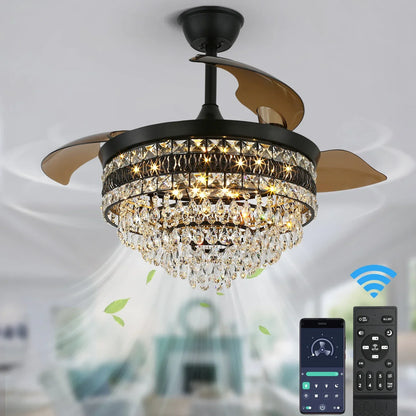 Decorbites™ Gold Smart-Deckenventilator-Leuchter mit LED-Lichtern, 6 Geschwindigkeiten, 3 Köpfe