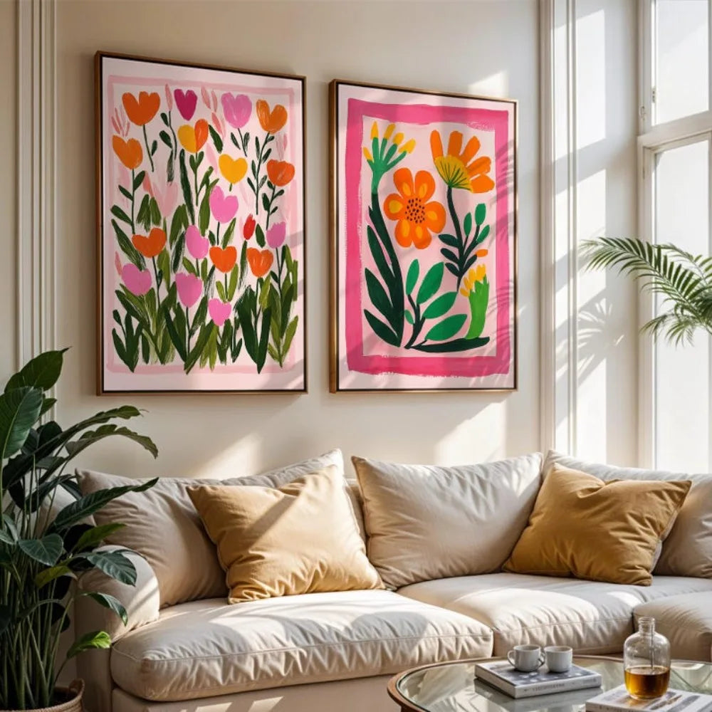 1/2pcs Wildflower Floral Bouquet Botanical Abstract Canvas Print Poster Modern Aesthetic Art Prints Home Decor Wall Art Posters