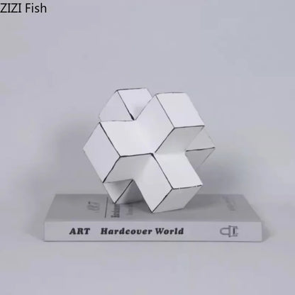 DecorBites™ Cube Block Sculpture Resin Desk Decoration Modern Artwork Ornament