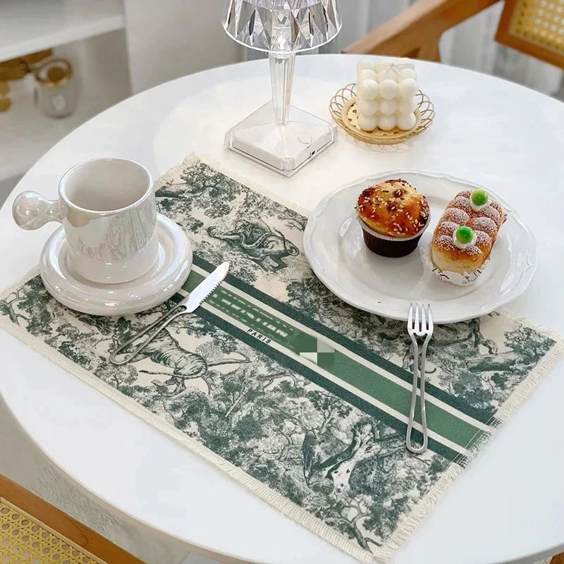 Decorbites™ Baumwoll-Leinen-Platzset - Tischdecken-Polster für Küchen-Essbereich