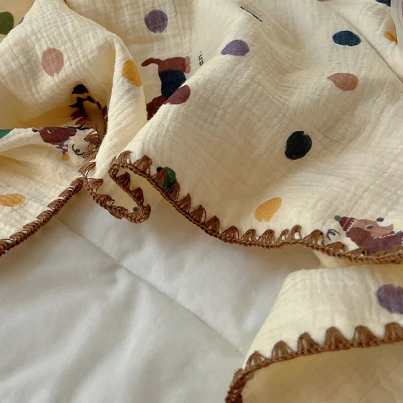 Cotton Cartoon Travel Blanket