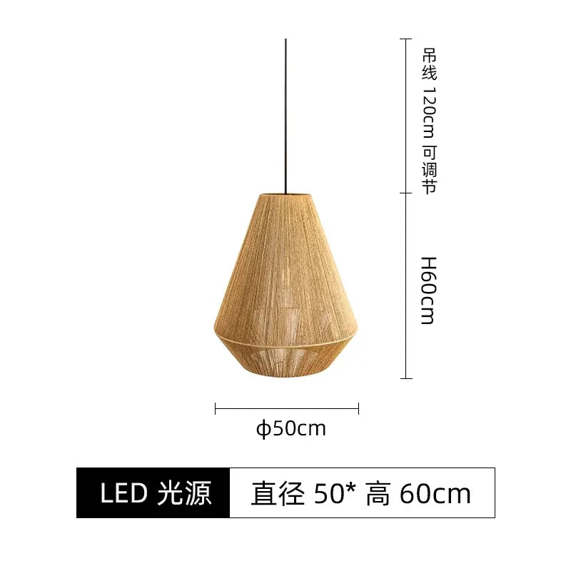 Decorbites™ Japanische Hanfseil-Hängeleuchten für Zen-Kunst-Wohnzimmer-Dekoration