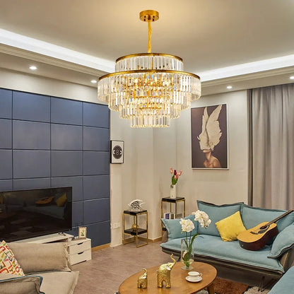 Decorbites™ Goldener Kristall-Leuchter-Hängelampe für luxuriöses Wohnzimmer, Esszimmer, Schlafzimmer
