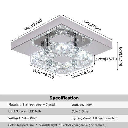 DecorBites™ Crystal LED Square Chandelier Ceiling Lamp for Bedroom Living Room Home Decor