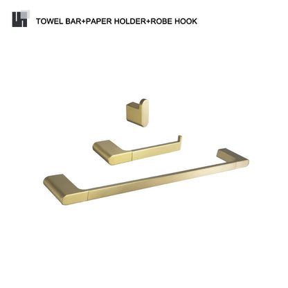 Decorbites™ Gold-Badaccessoires-Set: Handtuchstange, Toilettenpapierhalter, Handtuchhalter, Haken