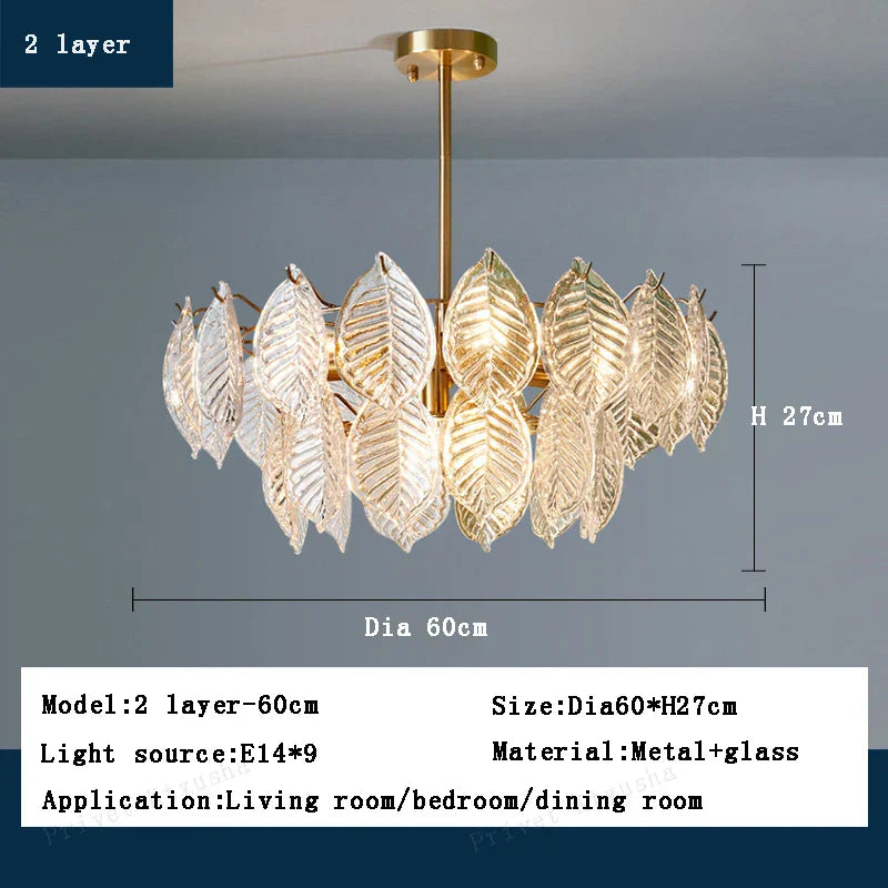 Luxury Leaf Glass Chandelier