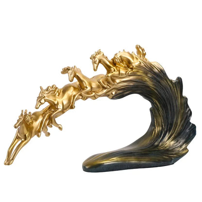 Decorbites™ Galoppierendes Pferd Luxus-Skulptur: Elegante Dekoration für Büro, Wohnzimmer & Geschäft.