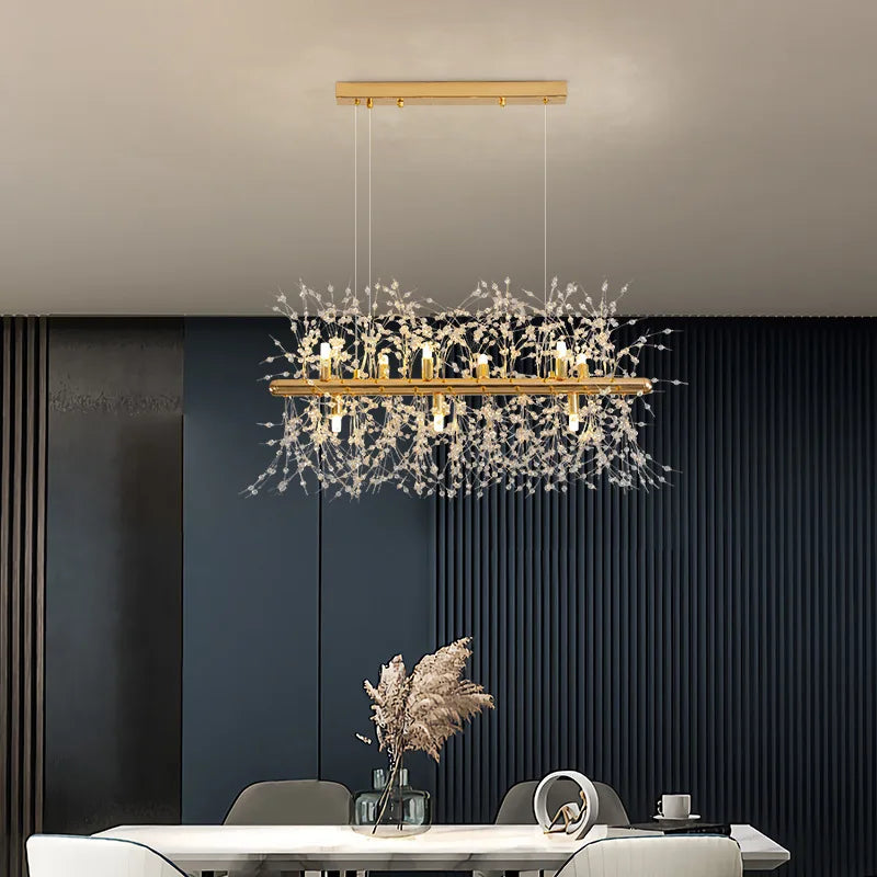 Decorbites™ Löwenzahn-LED-Kronleuchter, moderner Kristall-Edelstahl-Deckenleuchter