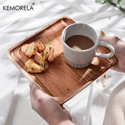Decorbites™ Akazienholz-Kaffeetablett | Vielseitige Servierplatte für Desserts und Tee