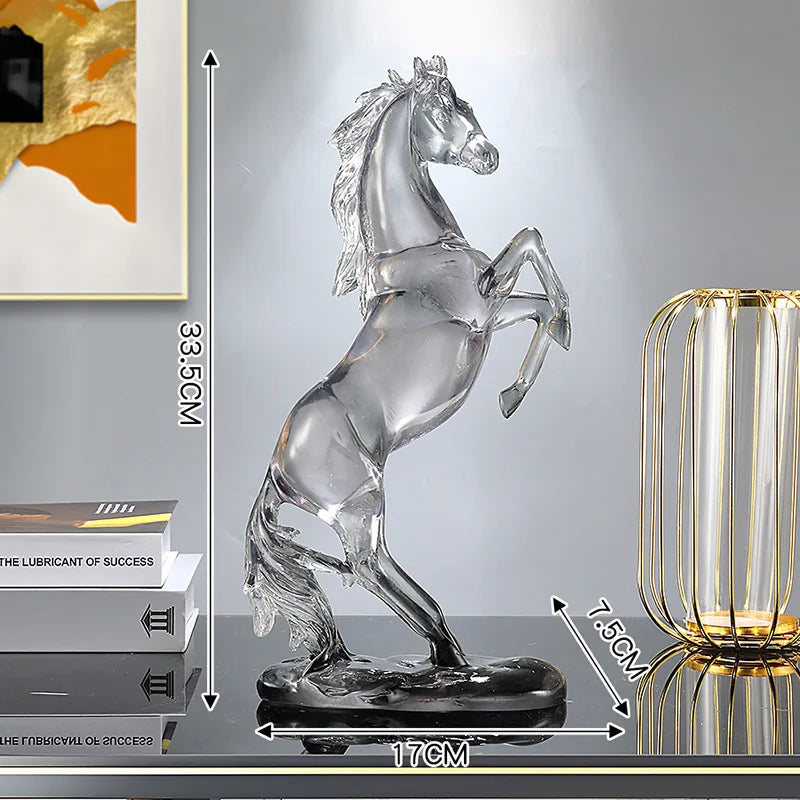 Decorbites™ Pferdeharz-Ornament: Simuliertes Tier-Skulptur, Transparent Farbiges Dekor, Heimfigur