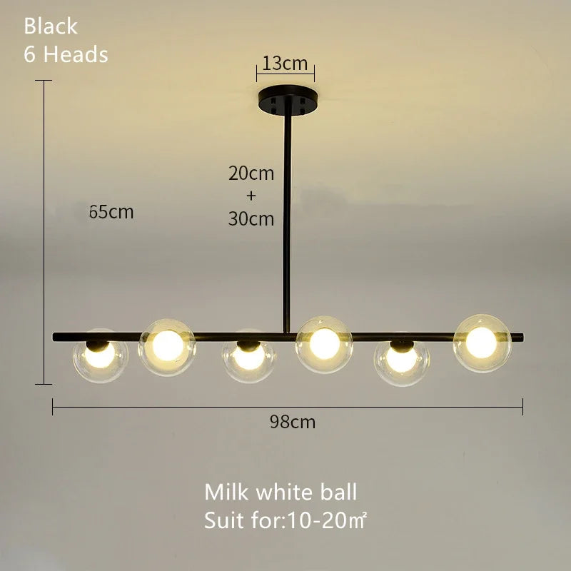DecorBites™ Glass Ball Pendant Chandeliers - Modern LED Hanging Lights for Home Decor