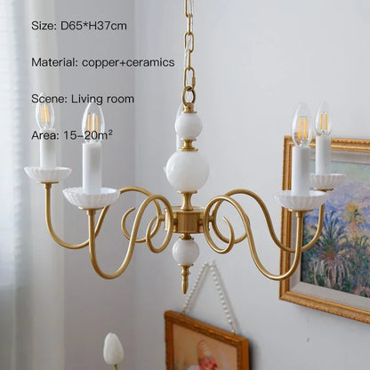Decorbites™ Sahneweiße LED-Kronleuchter, Retro-Kupfer-Hängeleuchte für die Einrichtung des Hauses