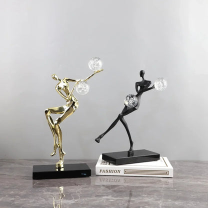 Decorbites™ Goldener Mann Tanzende Kristallkugel Akrobatik-Skulptur-Figur zur Heimdekoration