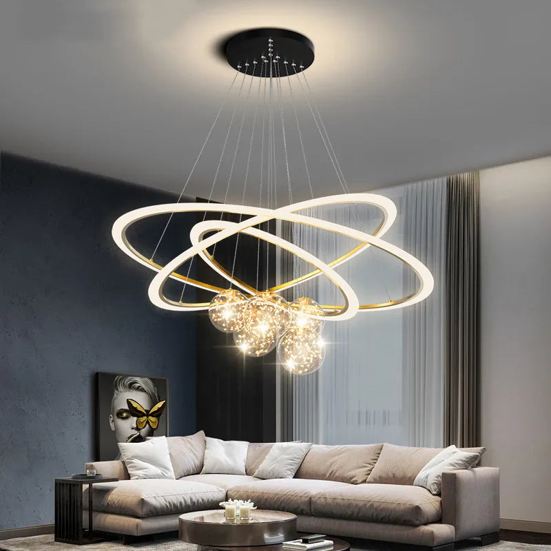 DecorBites™ Circle Ring Pendant Light Chandelier Modern Living Room Bedroom Lamps Ceiling Luminaire
