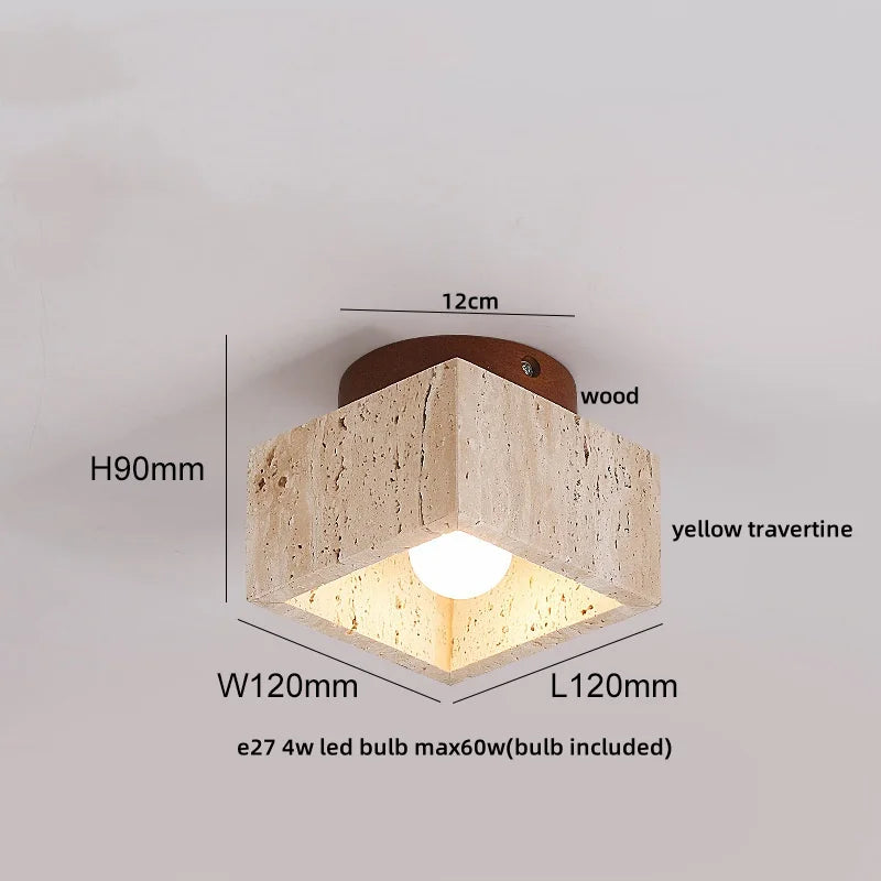 Decorbites™ LED Holz Gelber Travertin Deckenleuchte – Moderner Stil für die Hausdekoration