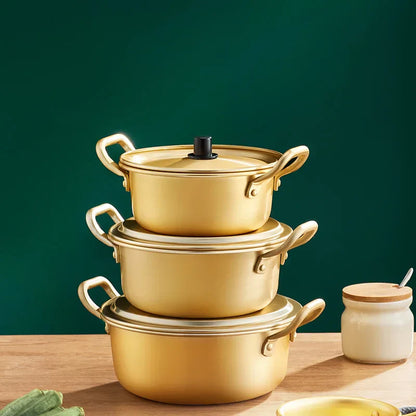 Decorbites™ Koreanischer Ramen-Kochtopf mit doppelten Henkeln, Suppentopf – Kompatibel mit Gasherd, für die Küche zu Hause