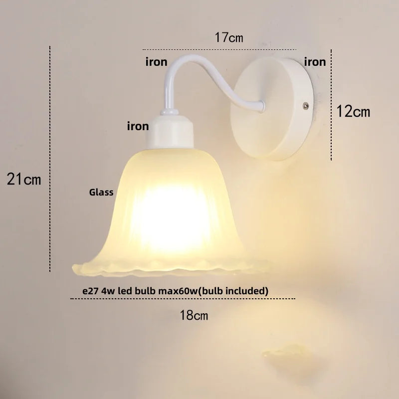 Decorbites™ Glas-Eisen-LED-Wandleuchte mit Zugschalter für Treppenbeleuchtung im Schlafzimmer