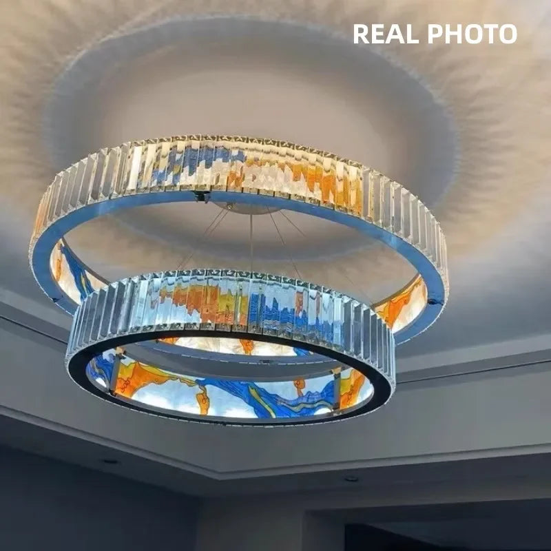 Decorbites™ Circle Stahl LED Pendelleuchter, Moderne dimmbare Beleuchtung für Wohnzimmer und Heimdekoration