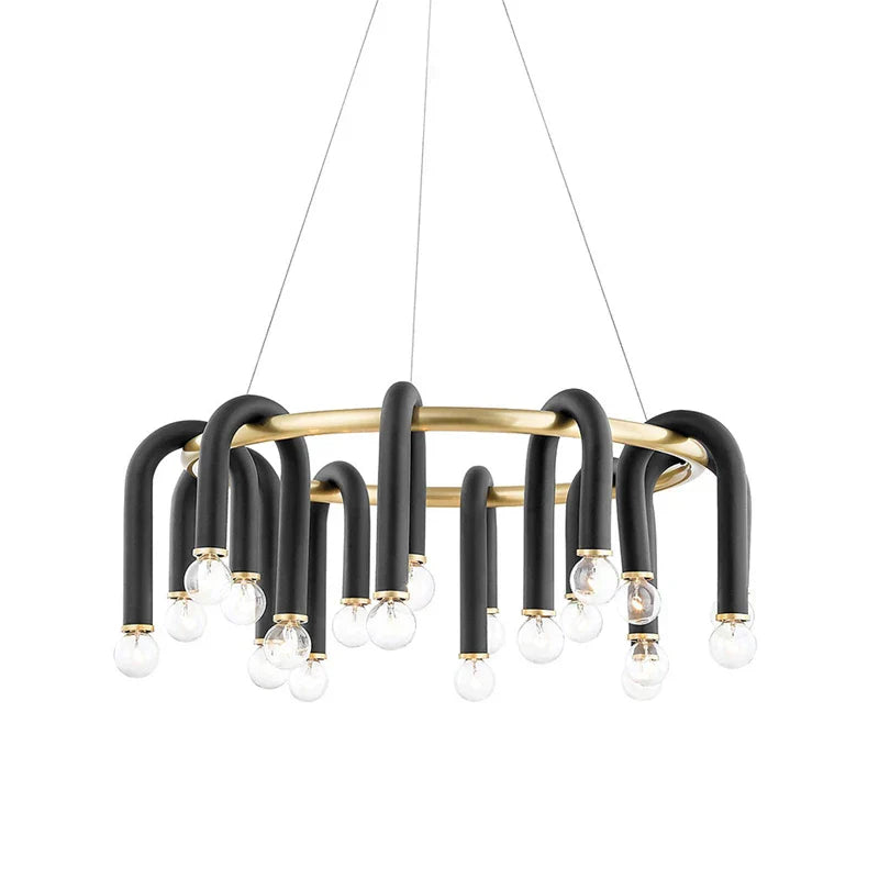 Decorbites™ Schwarz Aluminium U-förmige Rohr Dimmbare LED-Kronleuchter für hohe Decken