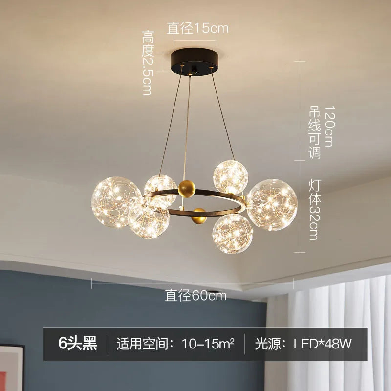 Decorbites™ Goldener Ring-Glasball-Lüster mit Fernbedienung für Wohn- und Esszimmer
