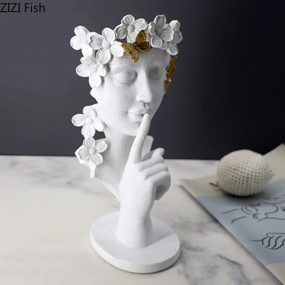 DecorBites™ Gold Silence Is Gold Garland Figure Resin Sculpture Desk Decoration