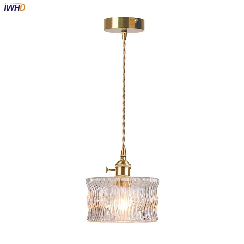 Brass Glass Pendant Light With Clear Shade Dining