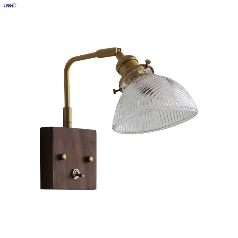 Decorbites™ LED-Wandleuchte aus klarem Glas, modernes Walnussholz-Kupfer-Treppenleuchte
