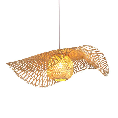 Decorbites™ Bambus-Leuchter: Handgewebte Rattan-Hängeleuchte für Küche, Bar und Restaurant – LED E27