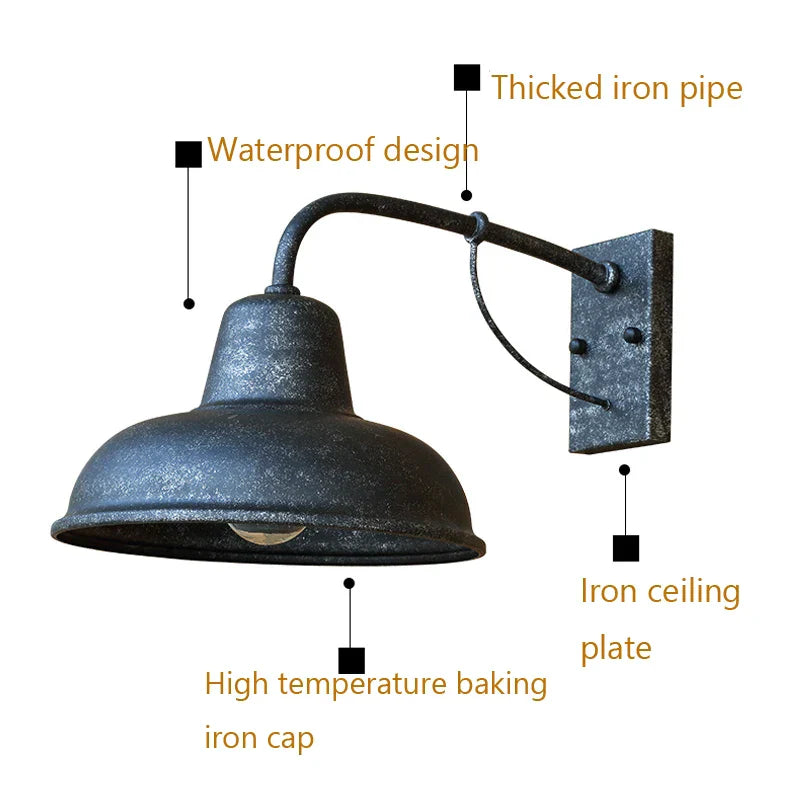 Decorbites™ Eisen-Außen-Wandlampe für Garten, Veranda, Terrasse oder Restaurantbeleuchtung