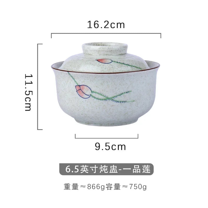 Decorbites™ Japanischer Stil Ramen-Schüssel mit Deckel | Keramische Nudelschüssel für Suppe, Reis, Brei