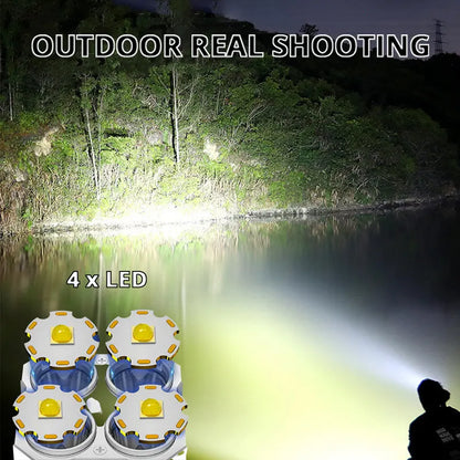 Decorbites™ LED-Taschenlampe: Hochleuchtstärke mit 4 Leuchtdioden, COB-Flächenstrahler, USB-aufladbare Outdoor-Fackel
