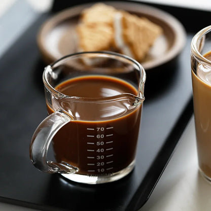 Decorbites™ Espressoglasbecher mit Holzeingriff & Messbecher Milch-Latte-Kanne