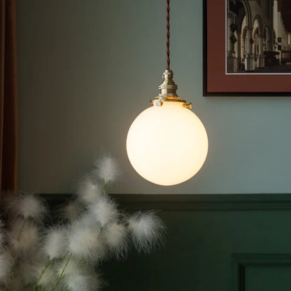 Decorbites™ Cremeglas-Kugel-LED-Hängeleuchte für Küche und Wohnzimmer im nordischen Vintage-Stil aus Kupfer