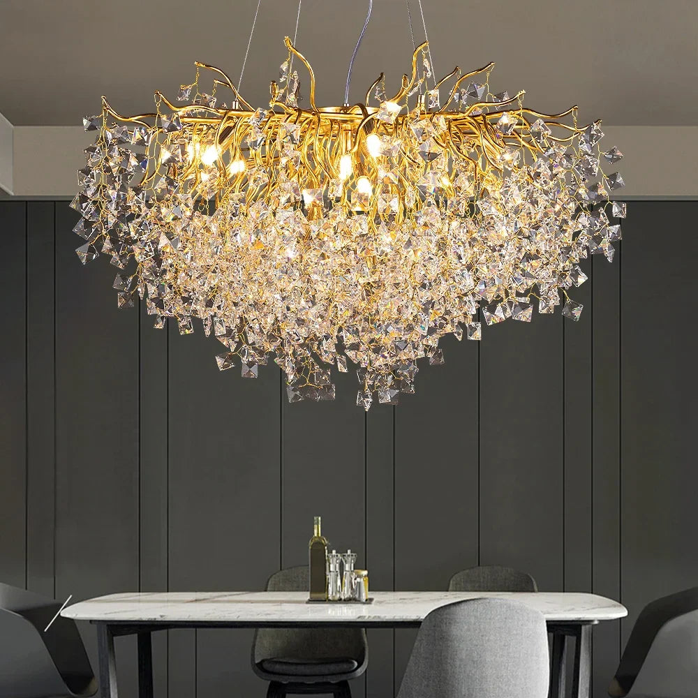 Decorbites™ Gold Kristall-Kronleuchter LED Rundleuchte Inselzweiglampen-Kronleuchter