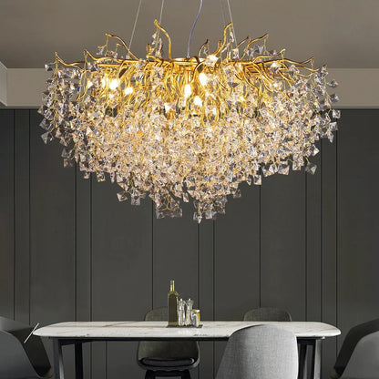 Decorbites™ Gold Kristall-Kronleuchter LED Rundleuchte Inselzweiglampen-Kronleuchter