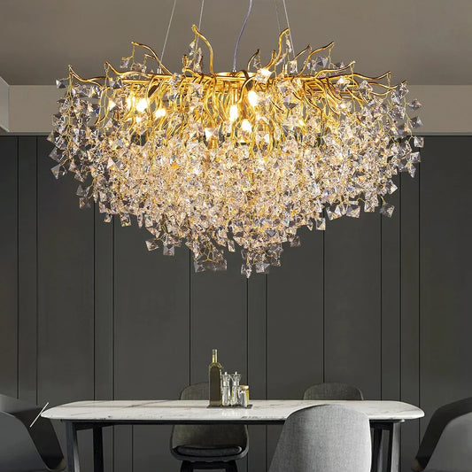 Decorbites™ Gold Kristall-Kronleuchter LED Rundleuchte Inselzweiglampen-Kronleuchter