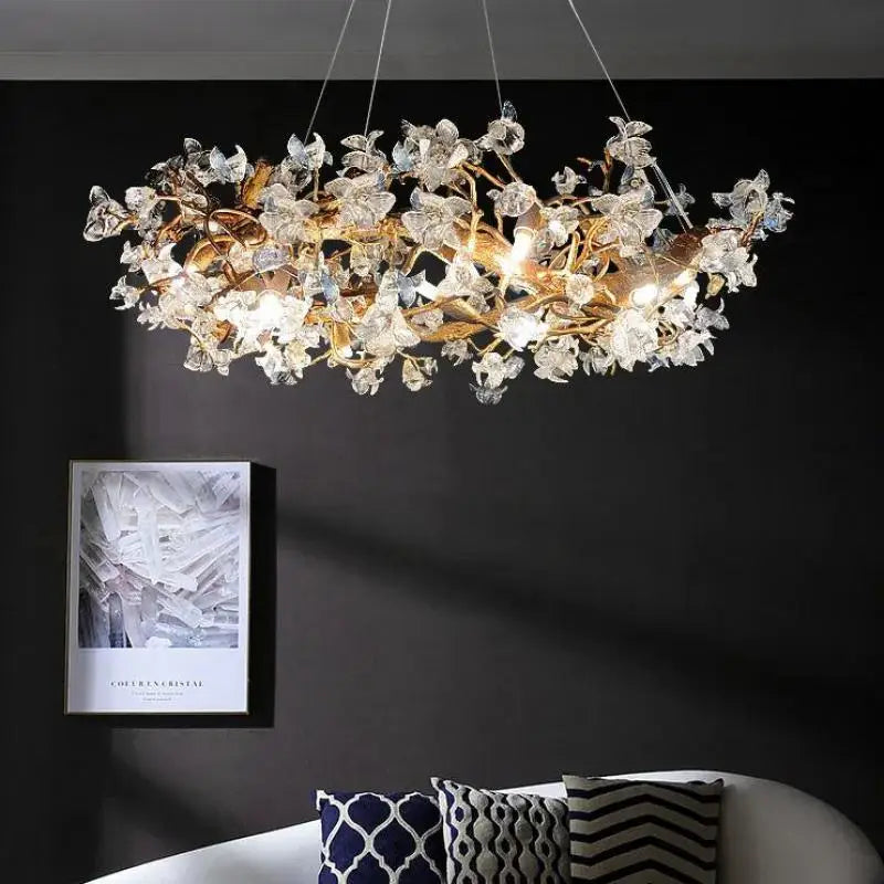 Decorbites™ Kapokblüten-Glas-Kristall-Kronleuchter für Wohnzimmer Esszimmer Schlafzimmer