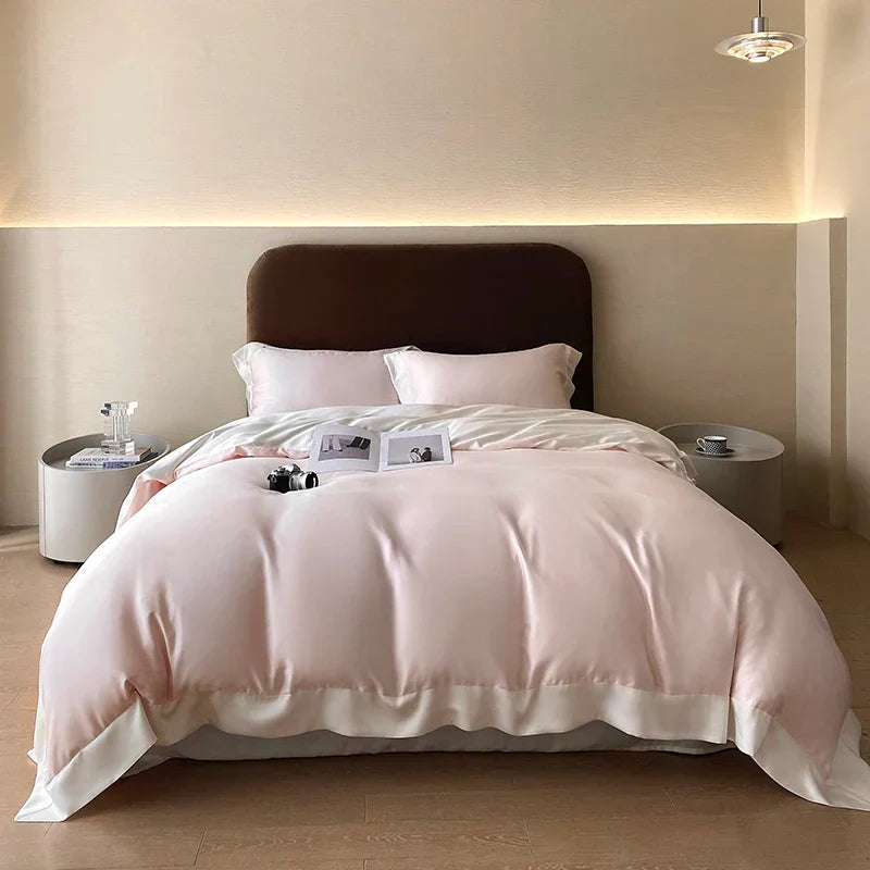 Decorbites™ Eukalyptusfaser-Bettwäsche-Set, Sommerkühle, Seidige Steppdecke, Bettbezug, Laken-Set