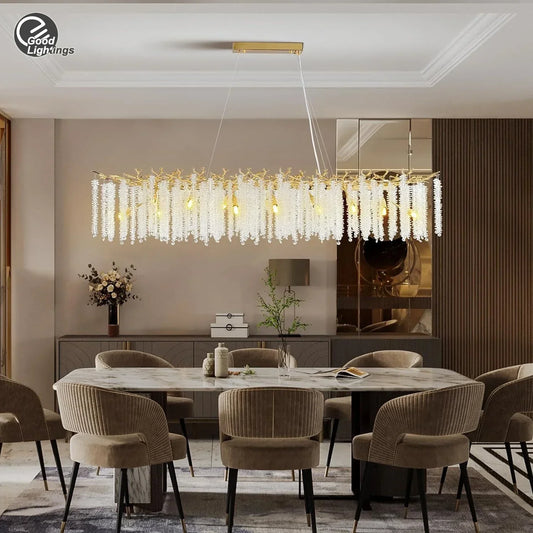 Decorbites™ Goldener Kronleuchter mit runden Kristallzweigen