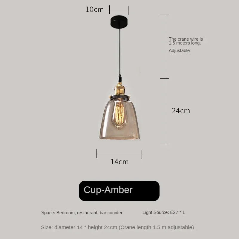 Decorbites™ Bernsteinfarbenes Vintage-Glas-Pendant-Licht für elegante Esszimmer-Dekoration